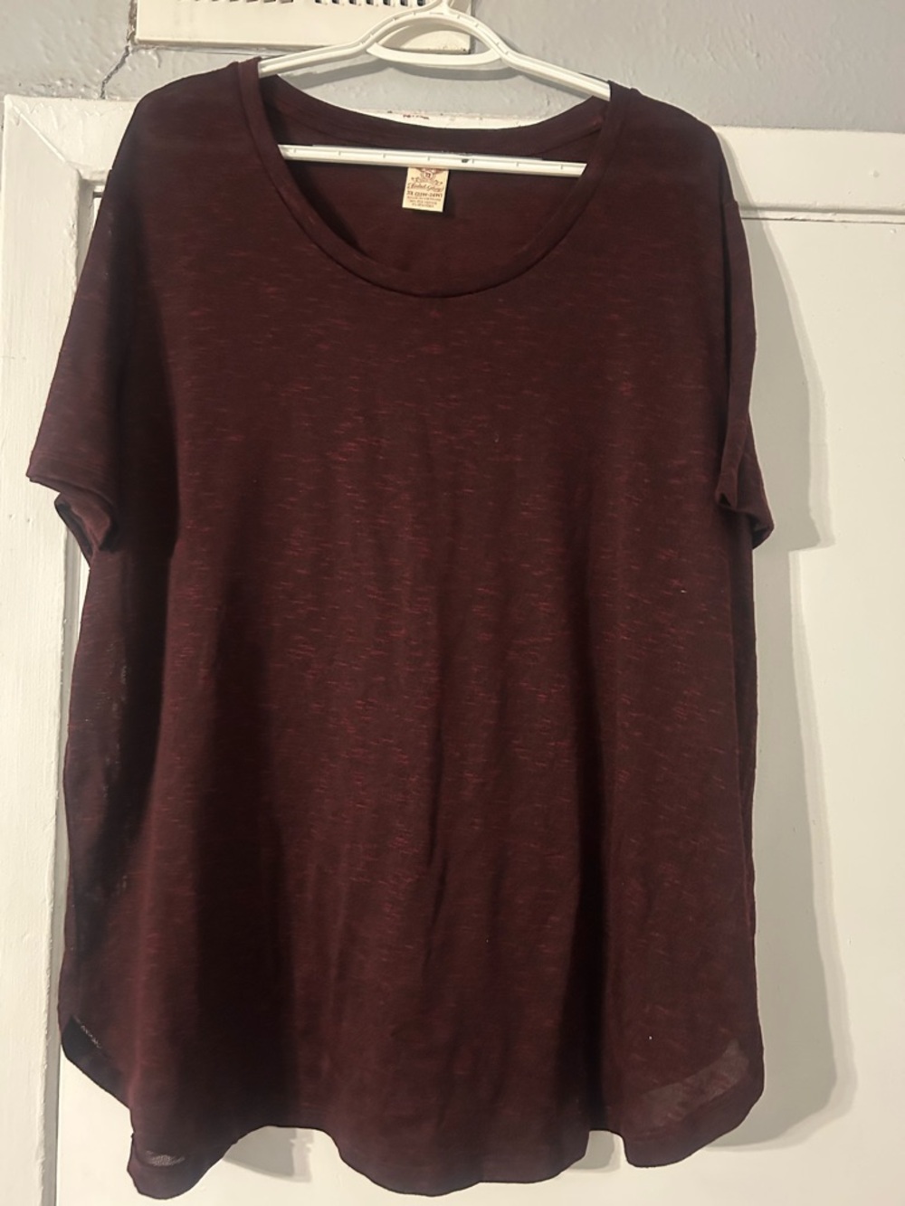 Faded Glory Short Sleeve Crewneck Top - Burgundy